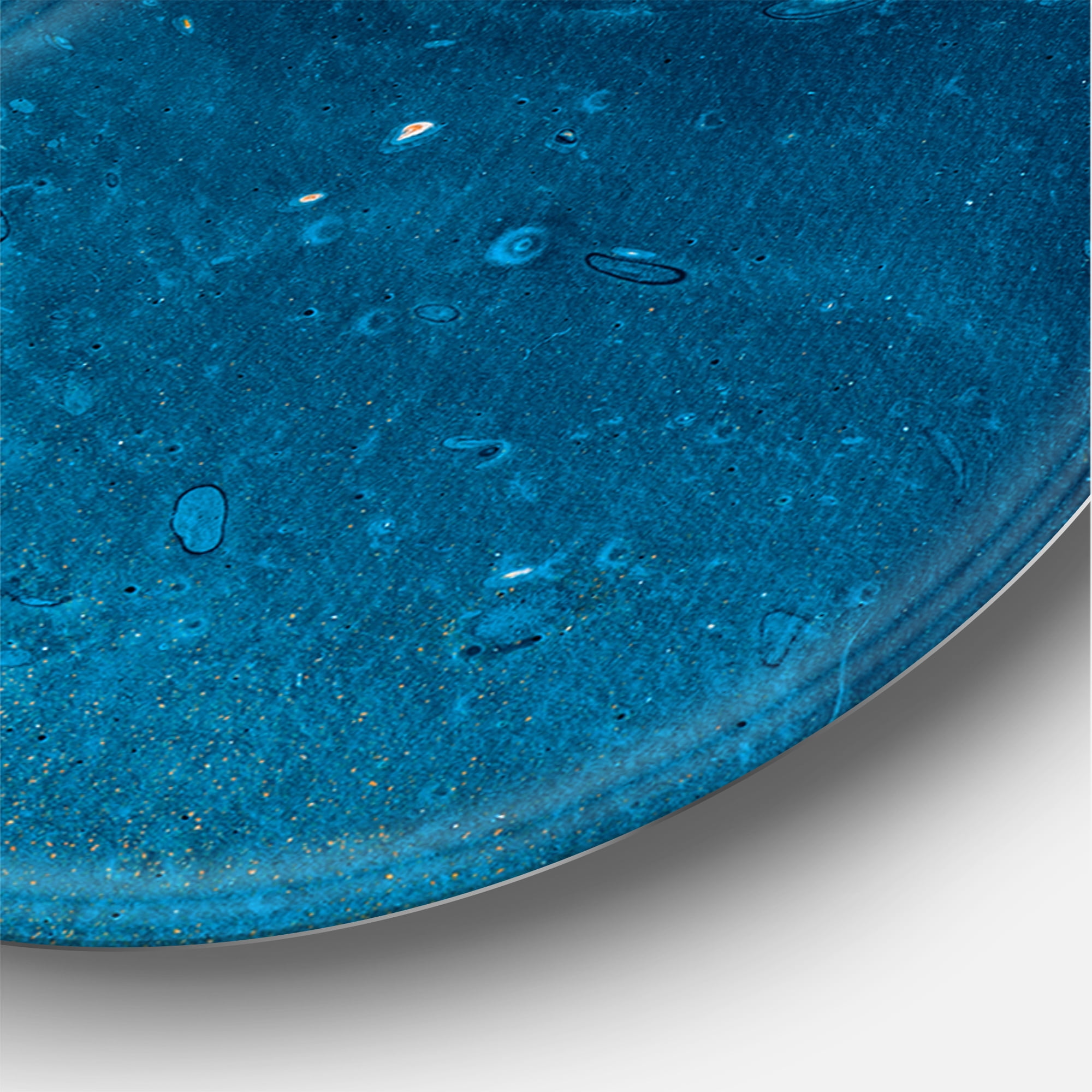 Designart 'Abstract Marble Composition In Orange and Blue V' Modern Circle Metal Wall Art 36x36 - Disc of 36
