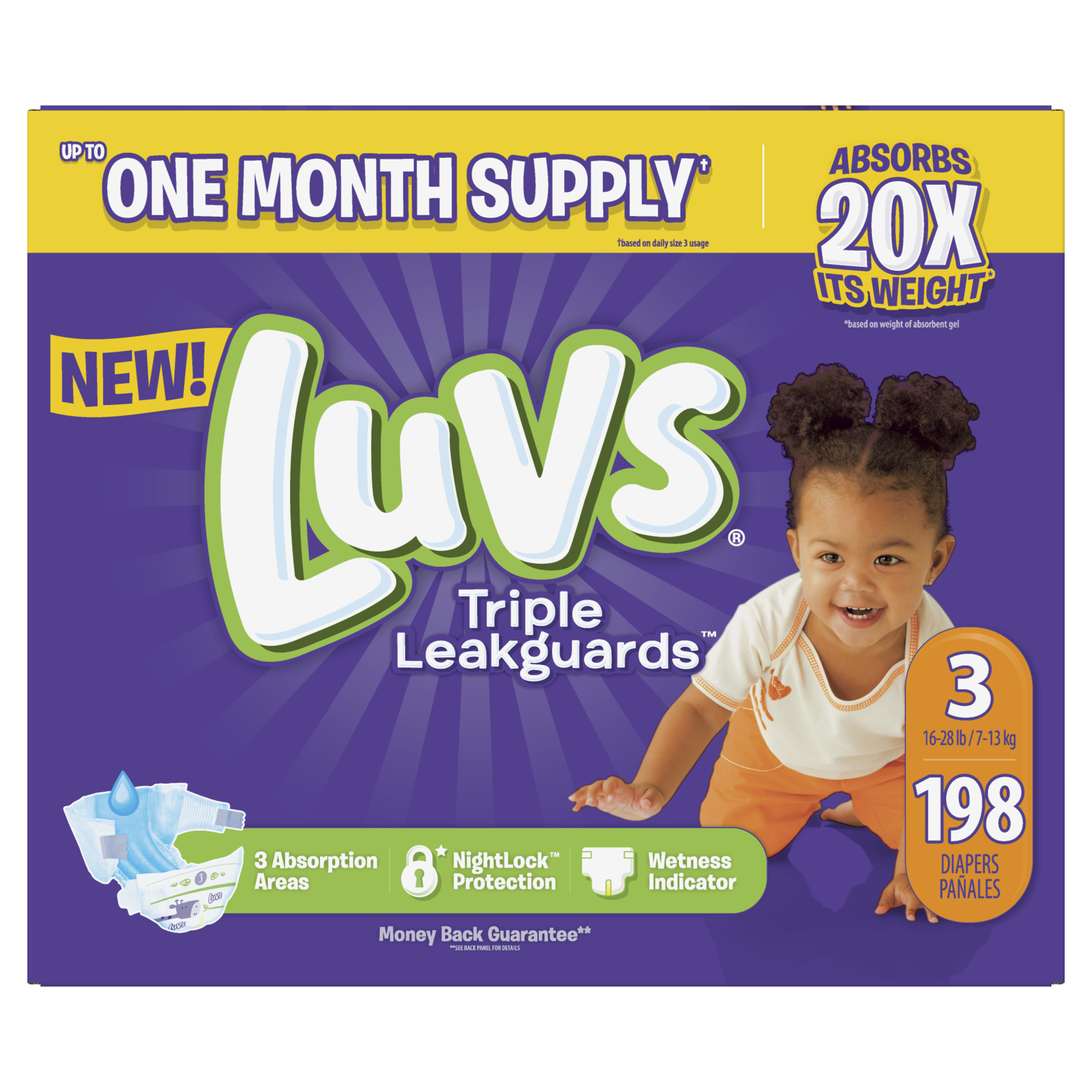 Luvs Triple Leakguards Diapers Size 3 198 Count