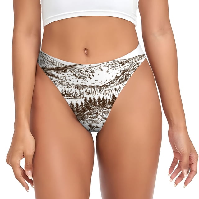 Balery Woodland Forest With Deers Tangas de Algodón para Mujer con Estampado – Ropa Interior Sexy, Transpirable, G-string-3X-Large