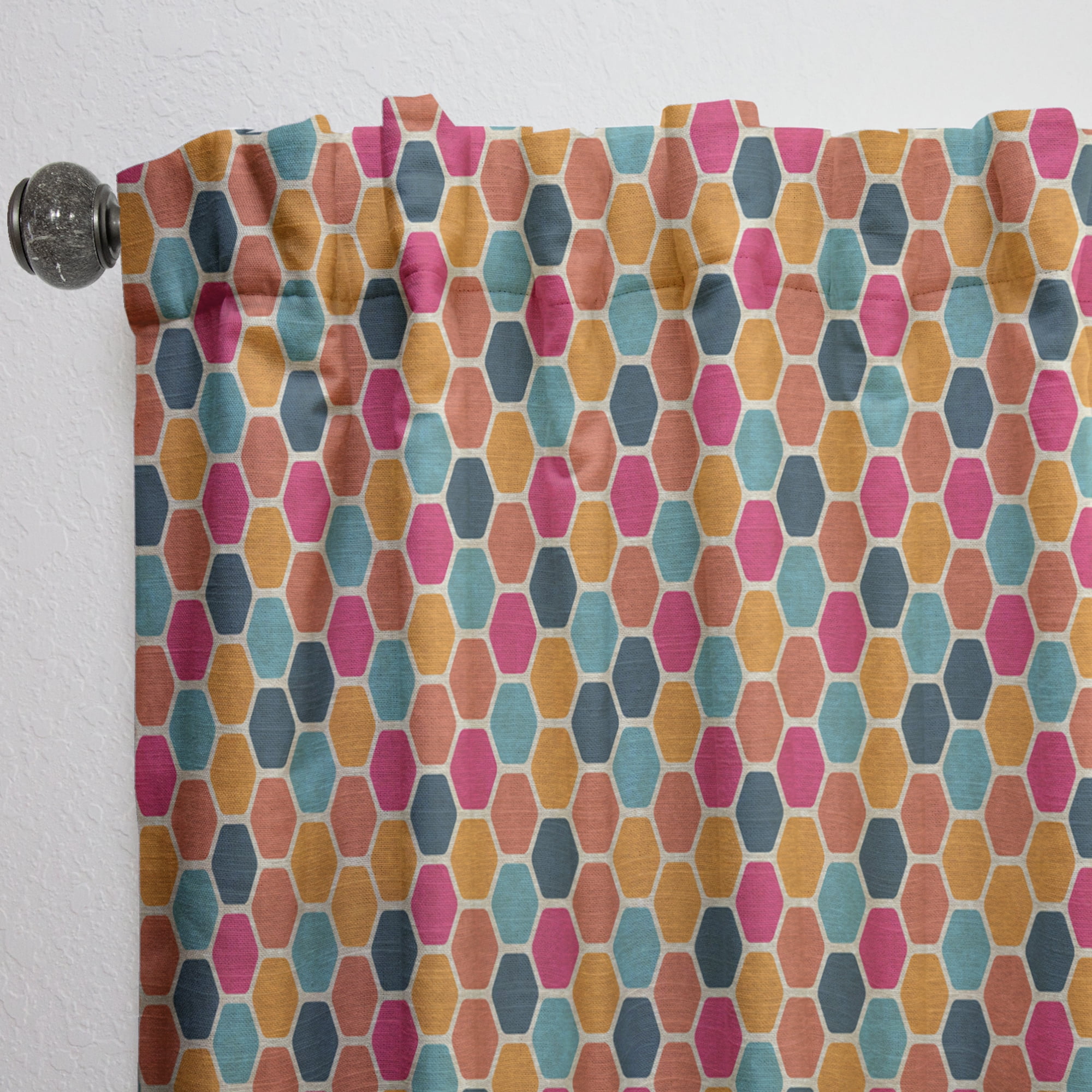 Designart 'Colorful Honeycomb Pattern I' Modern Curtain Panel