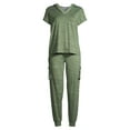 thumbnail image 6 of Hanes Women’s Short Sleeve Hoodie and Pajama Cargo Pant Set, 6 of 6