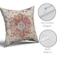 thumbnail image 4 of Light Blue Orange Boho Pillow Covers 16x16 Set of 2 Rustic Ethnic Carpet Pattern Geometric Vintage Floral Print Decorative Throw Pillows Fall Farmhouse Cushion Case Decor for Couch Sofa Bed, 4 of 7