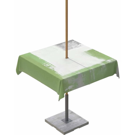 Fsddascl Sage Green Gray Outdoor Tablecloth - 54x54 Inch Square Dining Table Cover, Oil Painting Abstract Geometric Modern Waterproof Outdoor Table Cloth with Umbrella Hole & Zipper for Picnic/Patio