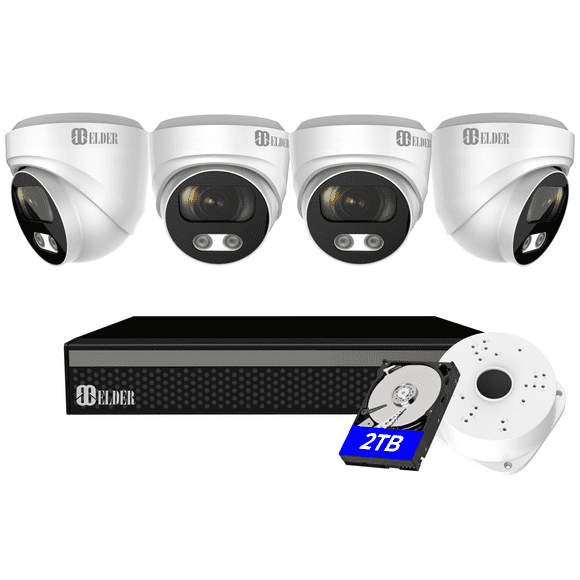 Système de Caméra de Sécurité 4K 8MP, 8Ch PoE NVR Kit de Surveillance 4 Caméras Audio 2TB HDD Extérieur, Système de Caméra de Sécurité Câblé à la Maison