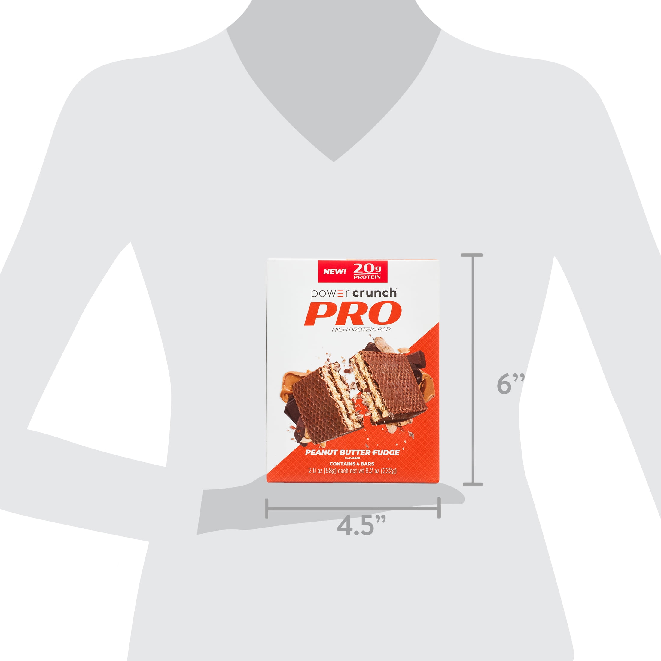 Power Crunch PRO High DH Hydrolyzed Whey Protein Bar, Peanut Butter Fudge, 8.2 oz, 4 count