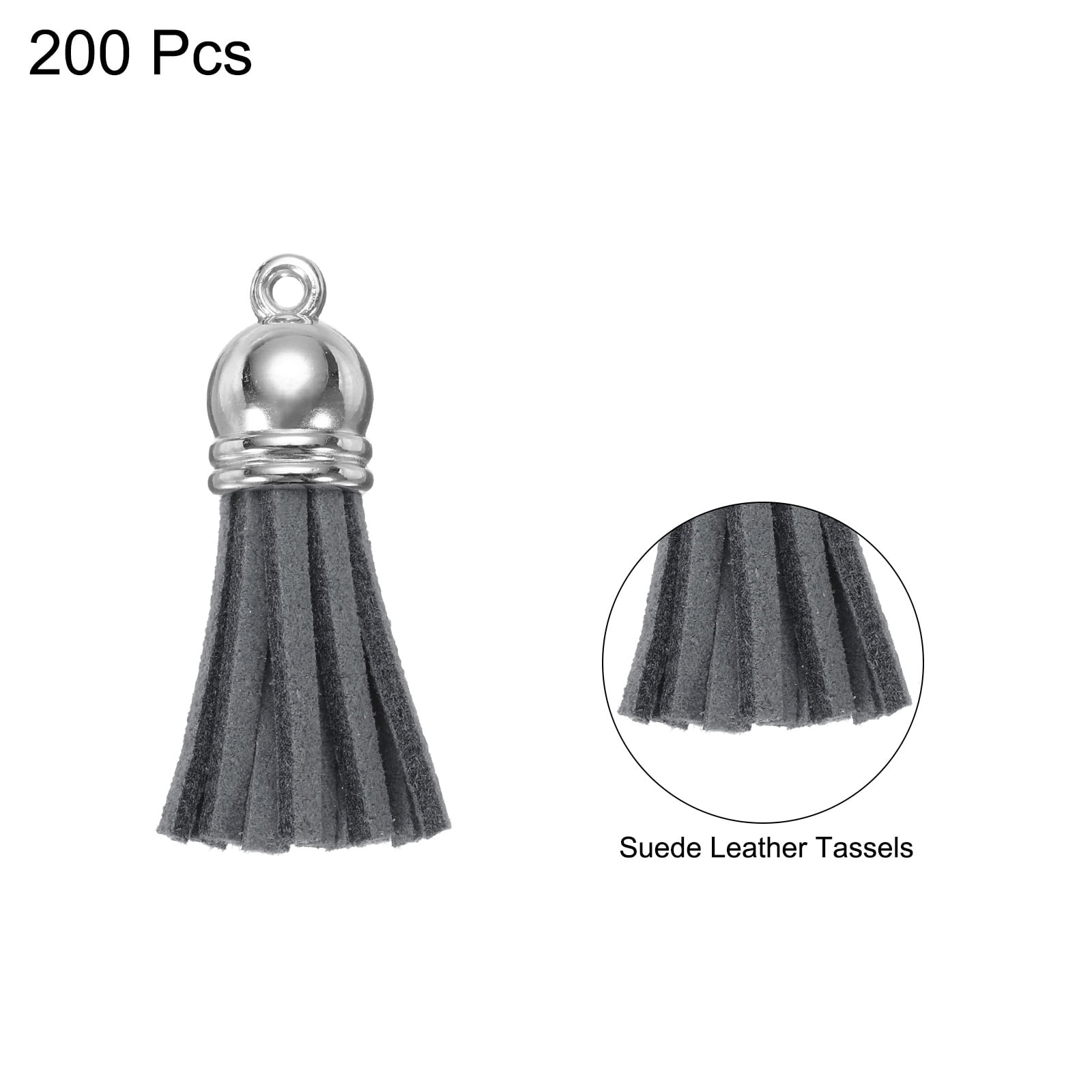Unique Bargains Keychain Tassels Bulk Leather Tassels Deep Grey
