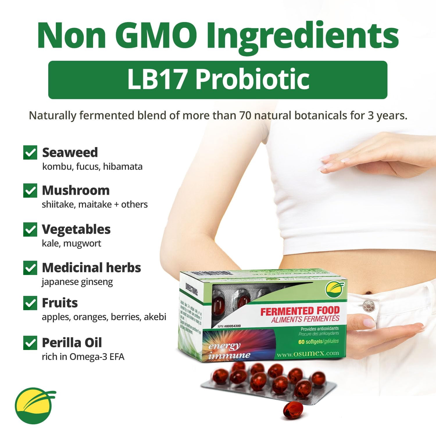 Osumex Gut Support Live Probiotics for Women and Men 60 Vegetable Softgel-LB17 Daily Probiotic Supplement for Adults, Digestive Probiotic for Gut Health, Gut Probiotics for Immune & Digestive Support