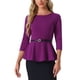 thumbnail image 1 of INSPIRAR CHIC Blusas Peplum para Mujeres de Manga 3/4 con Cinturón Elegante para Trabajo XL Púrpura, 1 of 6