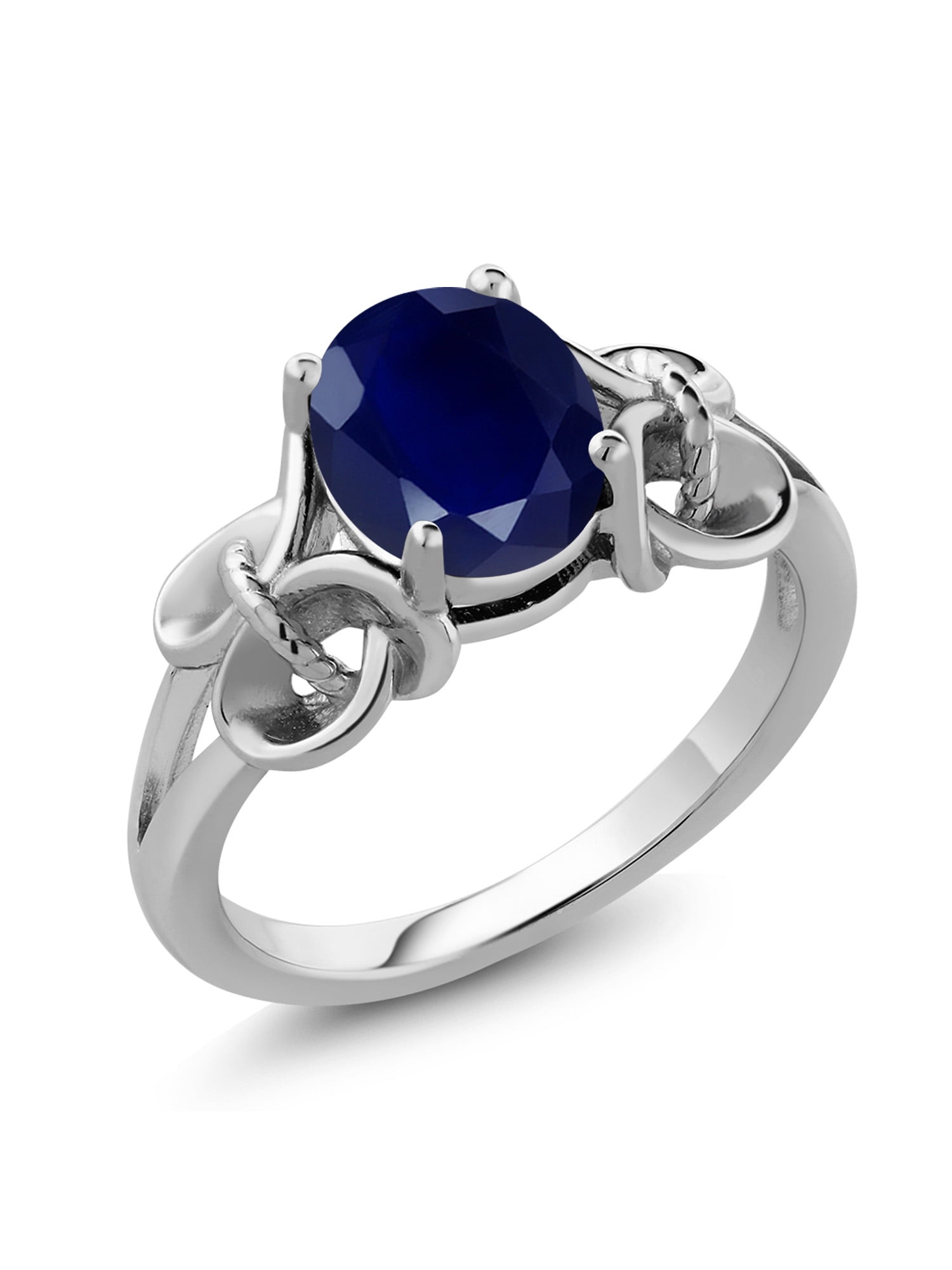 Gem Stone King 925 Sterling Silver Blue Sapphire Women's Ring (2.50 Ct  Oval, Gemstone Birthstone, Available 5,6,7,8,9)