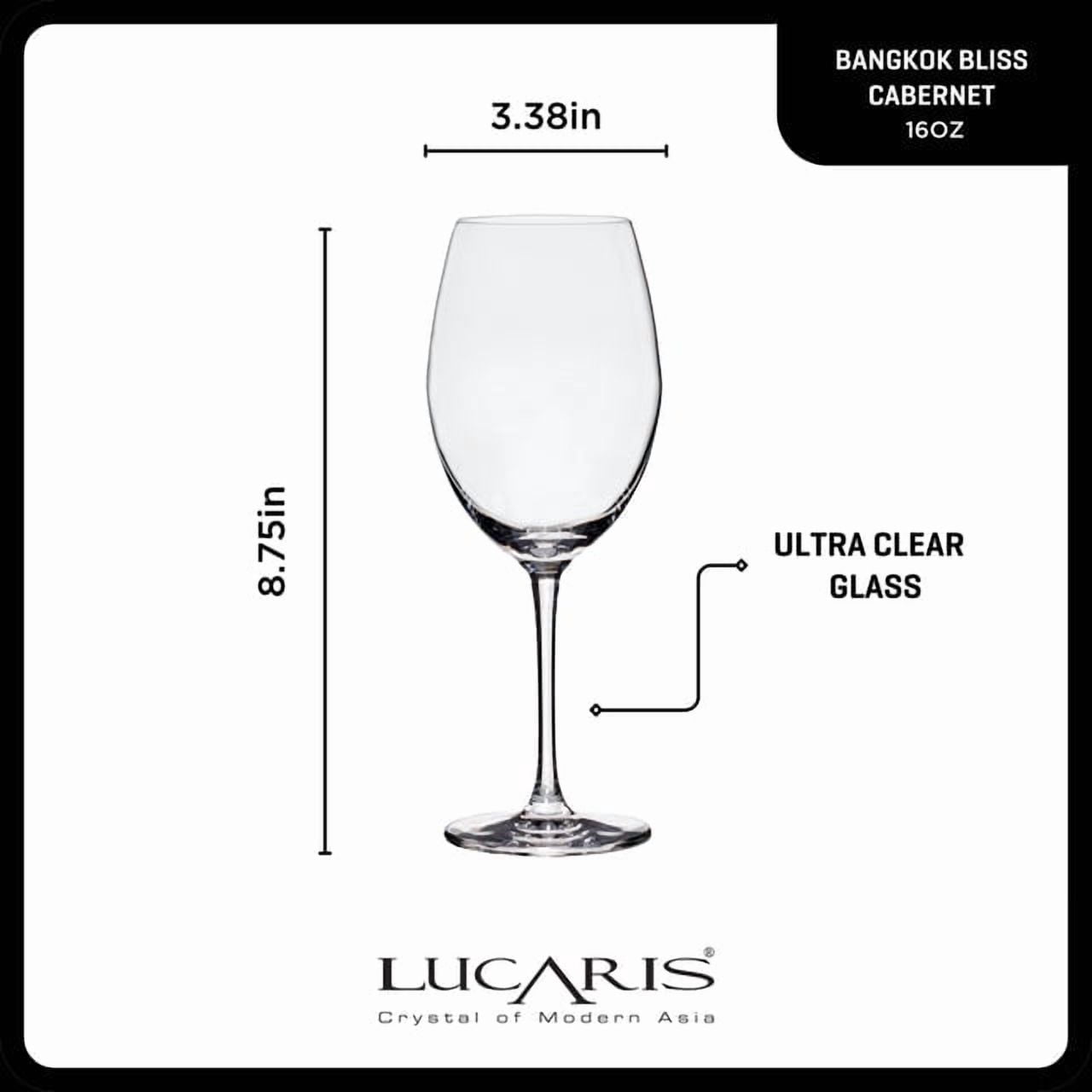 Lucaris Bangkok Bliss 16oz Cabernet Wine Glasses, Set of 4