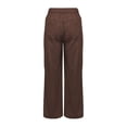thumbnail image 4 of Women's Vintage Brown Wide Leg Pants With White Side Stripes, Button Zipper Pockets, Long Woven Fabric Trousers, Autumn Fashion Choice For Commute And Office, 4 of 7