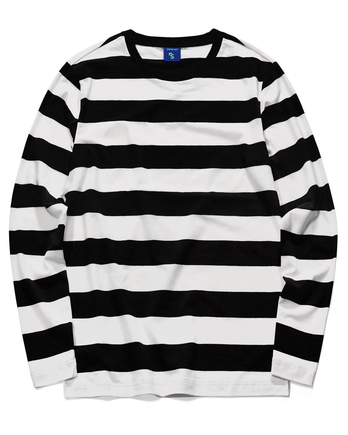 Striped Long Sleeve Shirt Men Crew Neck
