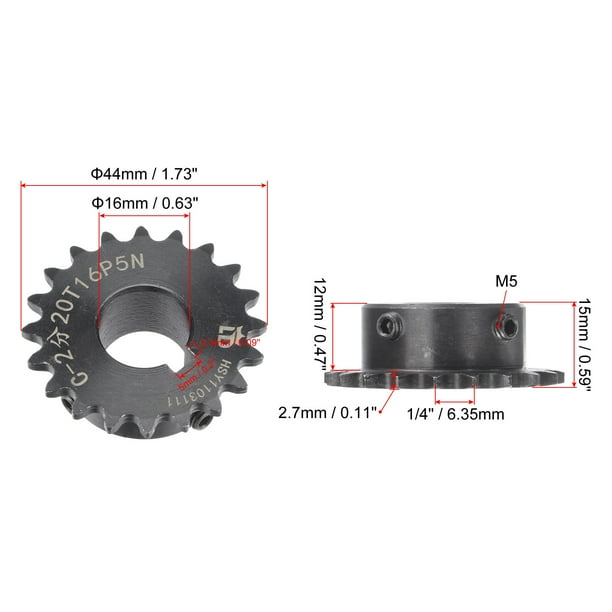 Uxcell Chain Sprocket, Carbon Steel Keyway with Set Screws