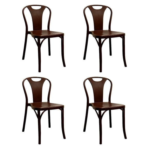 Ilios Innova | Set de 4 Sillas Bitsrot de Polipropileno Café, Diseño Minimalista con Acabado Textura Madera, Sillas Apilables para Comedor, Jardín, Restaurante o Cafetería, Resistentes y Ergonómicas
