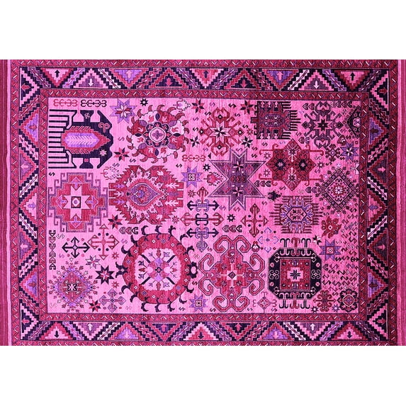 Ahgly Company Indoor Rectangle Oriental Pink Industrial Area Rugs, 8' x 12'