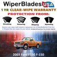 thumbnail image 2 of 2003 Ford F150 F-150 Beam Wiper Blades Wipers w/1yr Warranty (Set of 2) (WiperBladesUSA), 2 of 5
