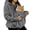 Grey, variant on Women Fuzzy Fleece Hoodie Carrier Pouch Zip Up Hooded Warm Winter Jacket Pink,Size L