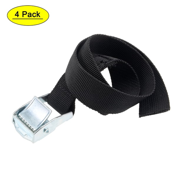 Correa de Amarre Uxcell de 0.15ft, Correas de Sujeción para Carga con Hebilla, Carga de Trabajo Aleación de Zinc Negro 4pcs