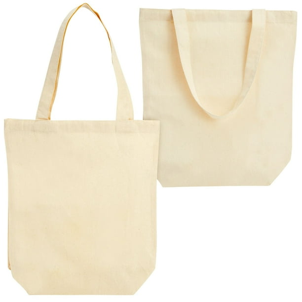 Juego de 24 bolsas de lona de algodón en blanco para mujer, para manualidades, bricolaje, reutilizables, para comestibles y suministros, bolsas de regalo de tela, 33 x 29 cm