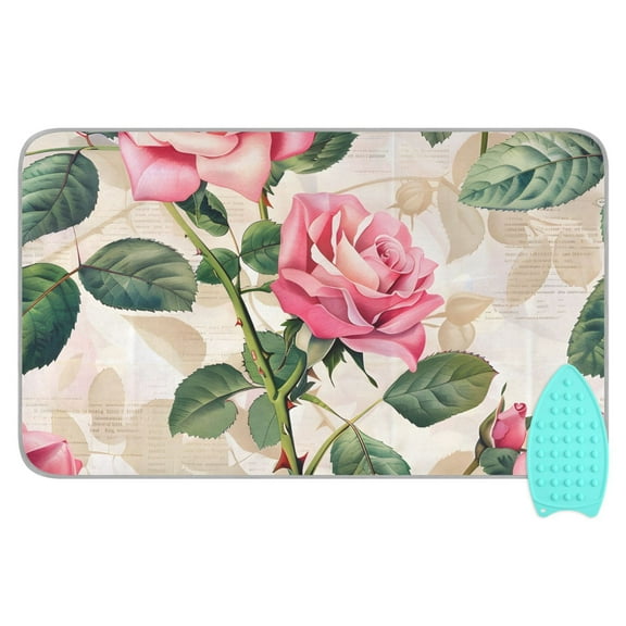 Pink Beautiful Rose Ironing Board Covers Heat Resistant Ironing Pad Mat Portable for Travel Washer Dryer Table