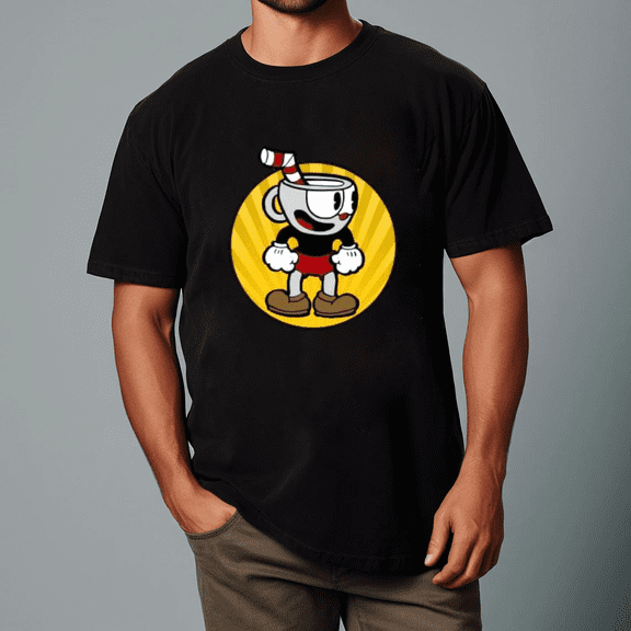 Cuphead Circle with Vintage Game Art Unisex T-Shirt,S- 5XL