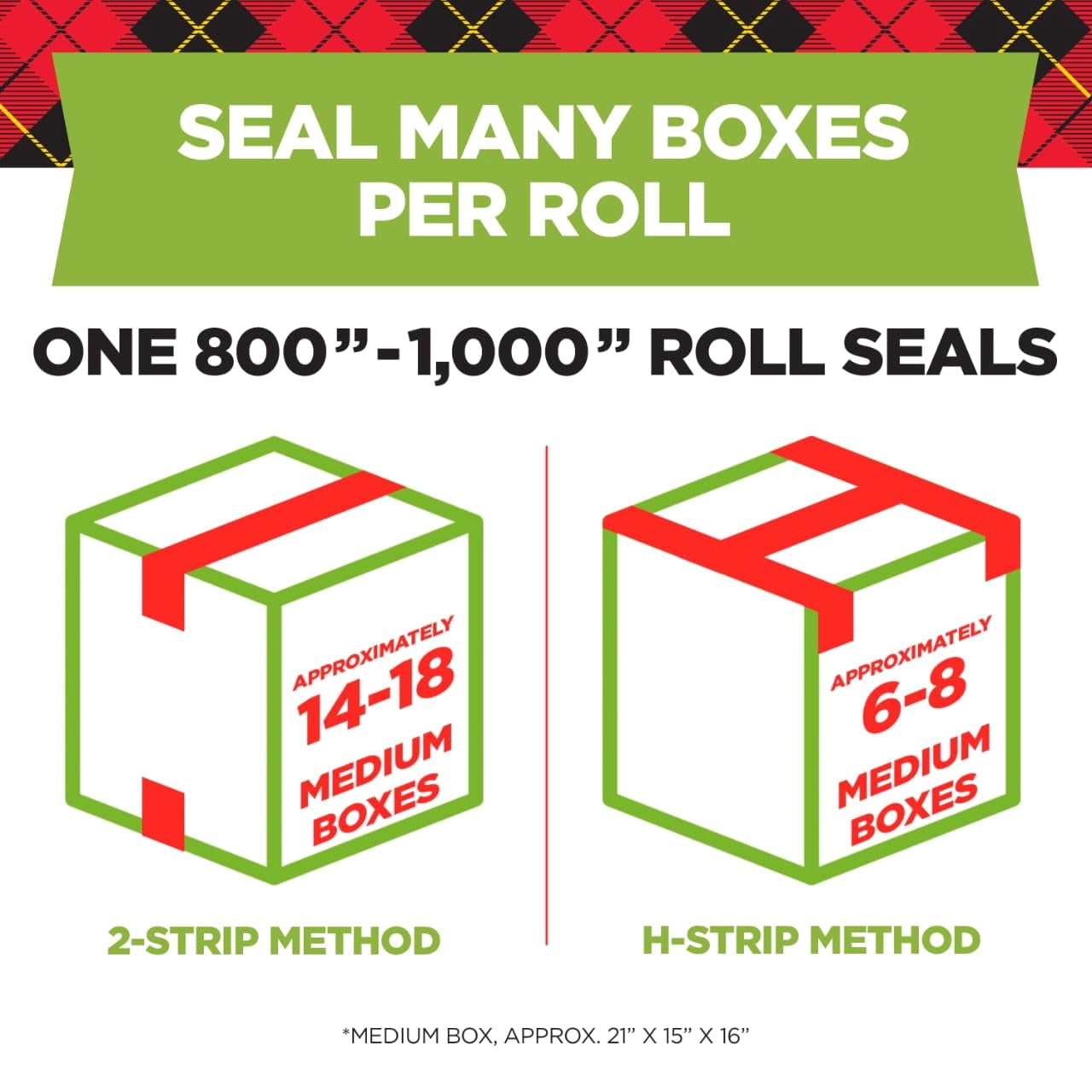 Sure Start Packing Tape, Clear, Holiday Wrapping Tape with Quiet Unwind and Easy Start, 1.88 in. x 22.2 yd., 6 Rolls Dispensers