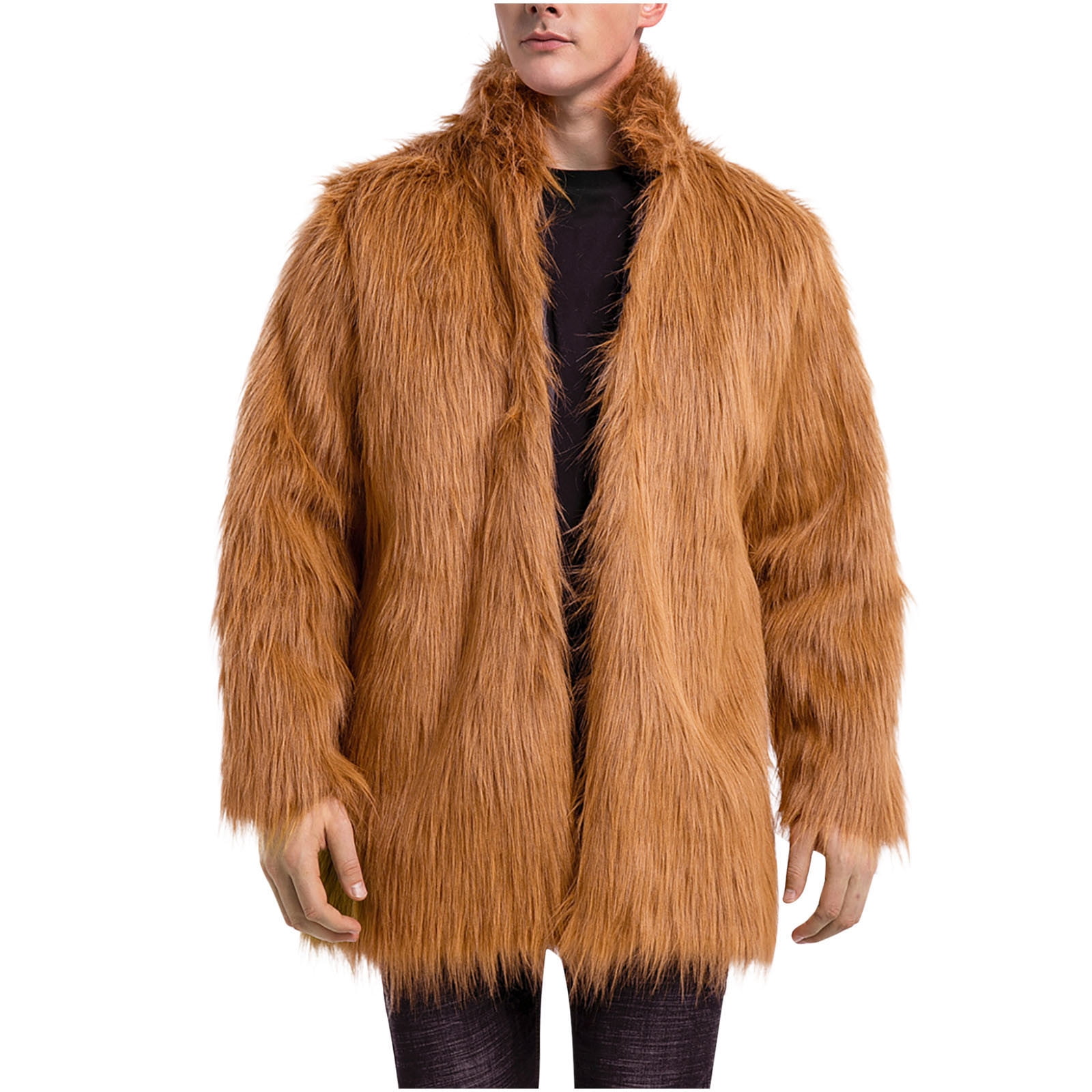 Styesk Jackets for Men Mens Warm Faux Furry Coat Jacket Winter