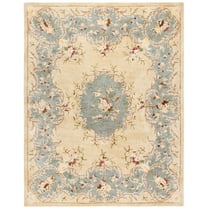 SAFAVIEH Bergama Drummond Oriental Wool Area Rug, Ivory/Light Blue, 6' x 9'