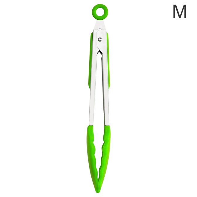 Wosthever Pinzas para servir en la cocina Clip de silicona antiadherente Abrazadera de comida para barbacoa de acero inoxidable para Verde 9 pulgadas