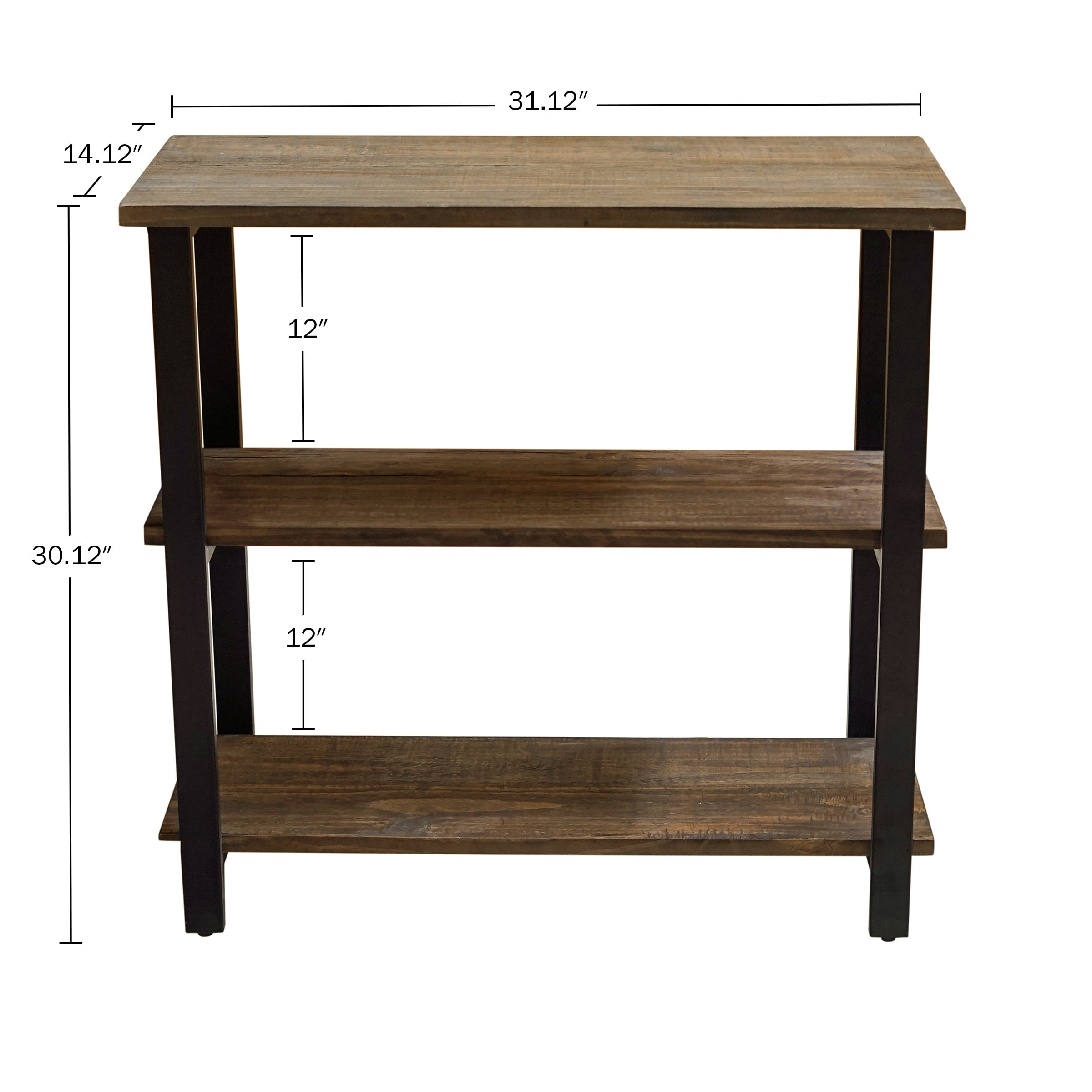 Alaterre Furniture Pomona 31"H 2-Shelf Metal and Solid Wood Under-Window Bookcase