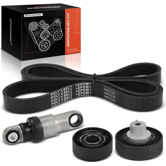 A-Premium Engine Serpentine Belt Drive Kit with Tensioner & Idler Pulley Compatible with BMW 320i, 323Ci, 323i, 325Ci, 325i, 325xi, 328Ci, 328i, 330Ci, 330i, 330xi, X5, 525i, 528i, 530i, X3, Z3