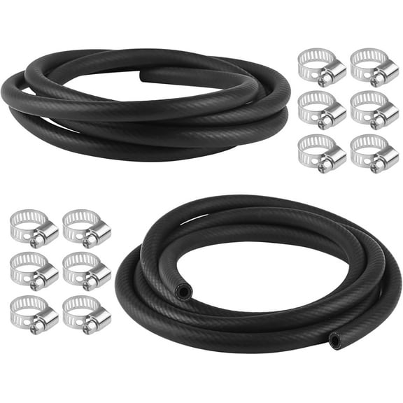 6 mm, Pack of 2 1 Metre Auto Car Fuel Hose Rubber Fuel Hose Line, 12 Hose Clamps, Diesel Hose for Fuel System Oils