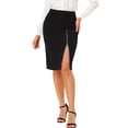 thumbnail image 1 of INSPIRE CHIC Jupe Droite Extensible en Dentelle pour Femmes, Fente sous le Genou, 1 of 6