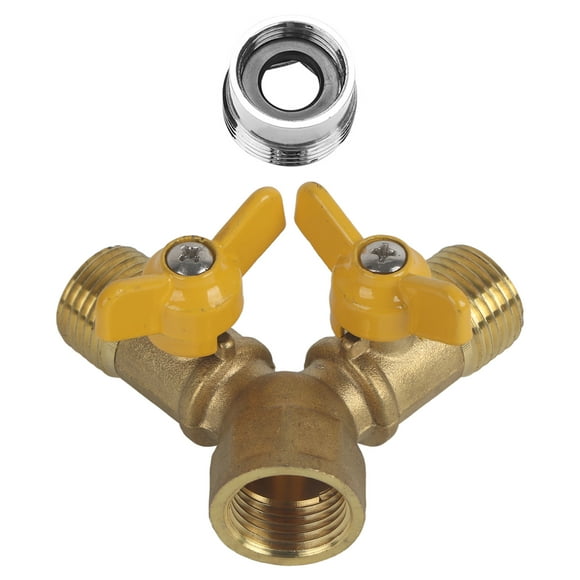 Adaptateur de robinet à 2 voies - Collecteur de robinet en laiton à 2 voies G1/2 avec vannes marche/arrêt individuelles Adaptateur de robinet double pour maison cuisine jardin extérieur
