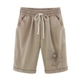 thumbnail image 1 of Pantalones Cortos de Verano para las Mujeres de Cintura Alta Estampado Elástico Cordón de Cintura, Casual Bolsillos Pantalones de Pijama, 1 of 4