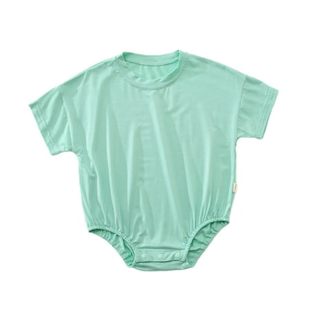 

Pengpengfang Baby Pajamas Solid Color Skin Friendly Breathable Infant Short Sleeve Romper for Summer
