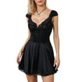 thumbnail image 2 of FEORJGP Women Short Sleeve Corset Dress Ladies Elegant A-Line Mini Dress Casual Solid Color Backless Party Dress for Beach Cocktail Summer Streetwear, 2 of 9