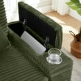 thumbnail image 4 of Aukfa Corduroy Chaise Lounge Chair with Ottoman, Hidden Rotating Table, Storage Armrest with Cup Holder, USB Port & Bluetooth Speaker, Olive, 4 of 8