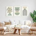thumbnail image 5 of Sage Green Boho Wall Art Set of 3, Minimalist Framed Wall Art Geometric Line Leaf Beige Green Canvas Artwork Paintings, Abstract Botanical Boho Room Decor, Office, 12"x16", 5 of 6