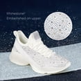 thumbnail image 3 of LUCKY STEP Fashion Rhinestone Mesh Sneaker Breathable Glitter Walking Shoes,White Hologram,Womens, 3 of 12