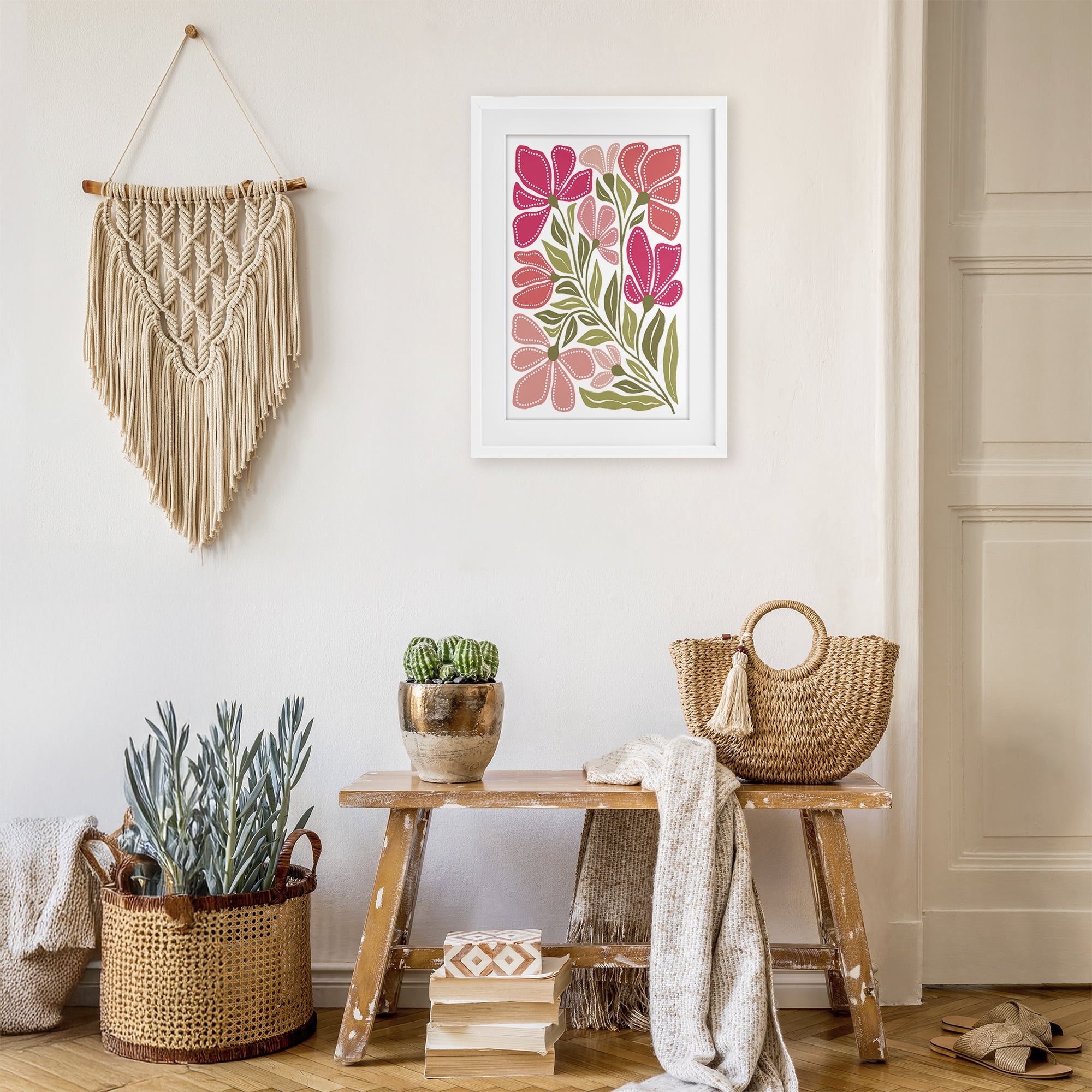 Stupell Industries Bold Midcentury Blooms White Framed Print Under Glass, design by Martina Pavlova
