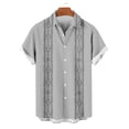 thumbnail image 5 of ZVAVZ Mens Cuban Collar Shirts Summer Guayabera Button Down Shirt Short Sleeve Oversized Vacation Tops Summer Lightweight Resort Wear Gray S, 5 of 7