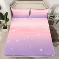 thumbnail image 2 of Homewish Starry Sky Twin Sheet Sets,Ink Painting Aesthetic Twin Fitted Sheet,Pink Purple Ombre Flat Sheet For Girls Teens,Microfiber Bedroom Decor,3-Piece, 2 of 7