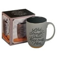 thumbnail image 2 of Christian Art Gifts Large Ceramic Coffee & Tea Scripture Mug for Men: Lord is My Strength - Ps. 28:7 Inspirational Bible Verse, Microwave/Dishwasher Safe Lead-Free Cup w/Clay Base, Gray/Black, 15 oz., 2 of 4