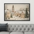 thumbnail image 3 of IDEA4WALL Framed Canvas Art Wall Decor Painting Charming Snowy Town Square Christmas Village with Clock Tower Fine Art Vintage Retro Chic for Dorm Home Office - 24"x36" Black, 3 of 5
