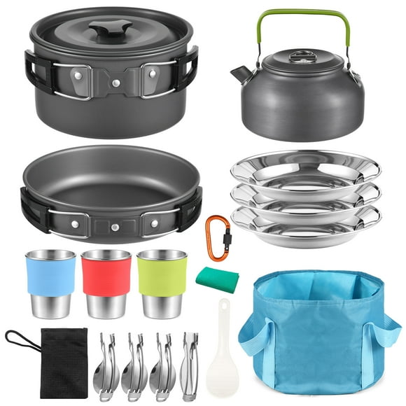 cookware set,22pcs Set Non-stick Pot Utensils Cookware Set 3 And Pan Carry Camp Cookware Mess With Carry Mess Kit