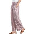 thumbnail image 4 of Pantalones de rayas de tiro alto y pierna ancha de algodón sueltos para mujer INSPIRE CHIC M Rosa, 4 of 6