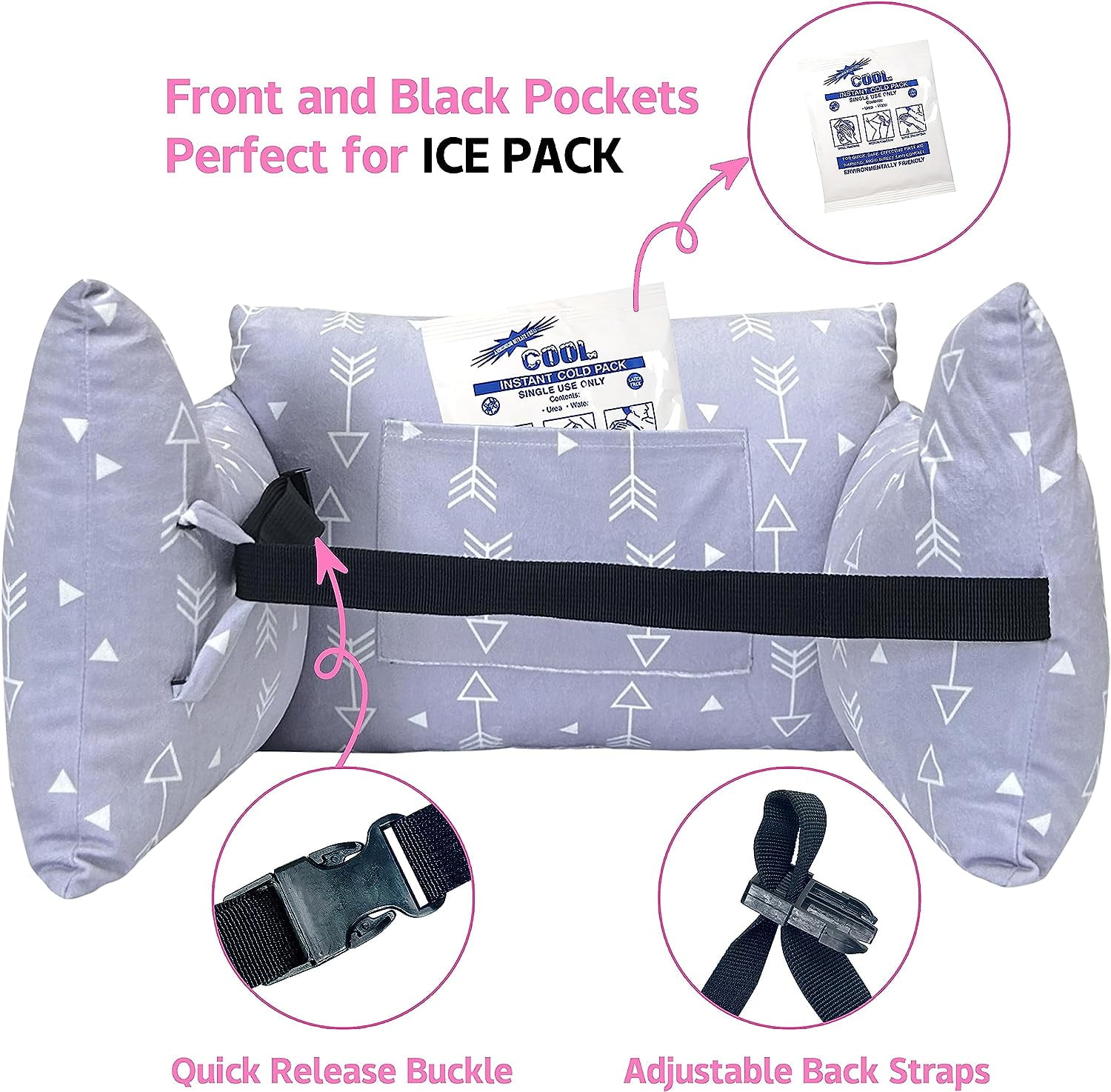 Mastectomy Pillow - Post Surgery Pillow,Breast Pillow with Pocket for Heart Pillow for Recovery Breast Reduction & Aaugmentation Patients Seatbelt Protection-Surgery Pillow Breast Cancer Gift