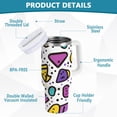 thumbnail image 2 of Yayeee 40oz Stainless Steel Tumbler with Straw and Handle Double-Wall Insulated Travel Water Bottle, Purple Retro Pattern, 2 of 8