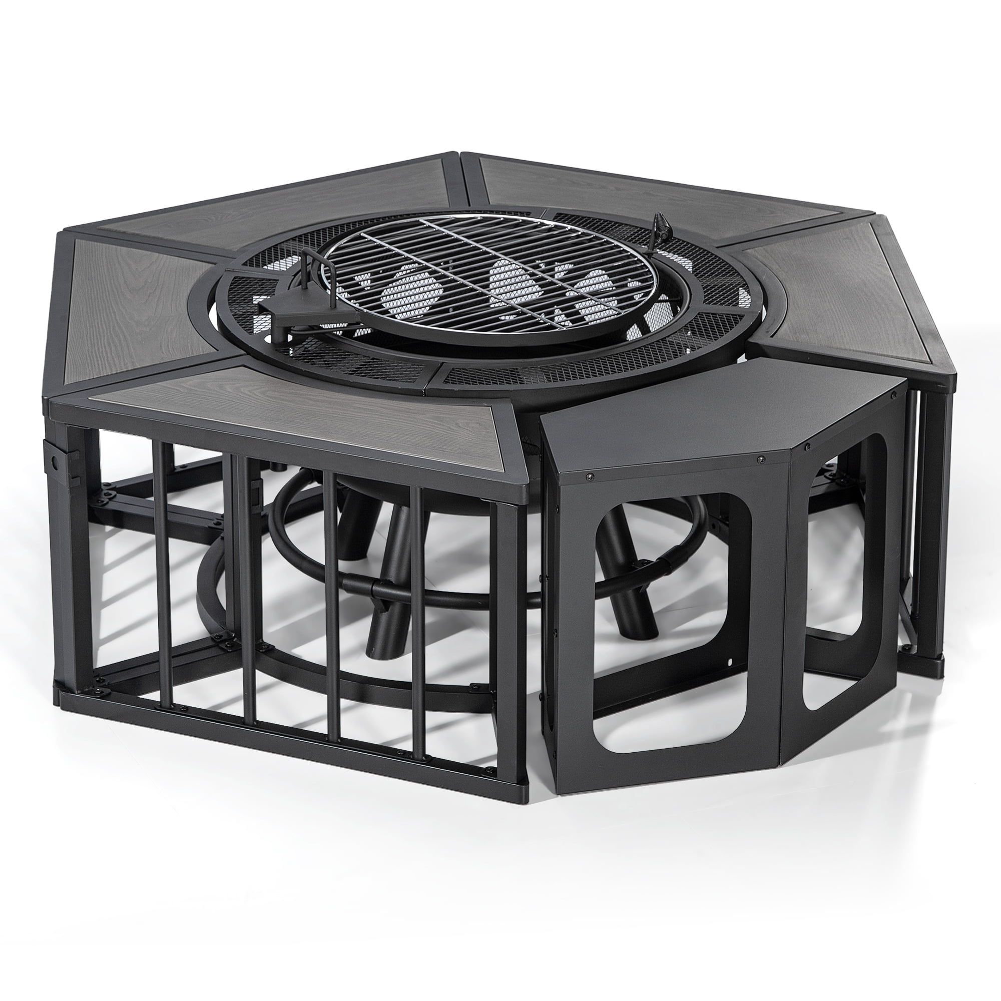MeetLeisure Fire Pit with Table-Free Combination